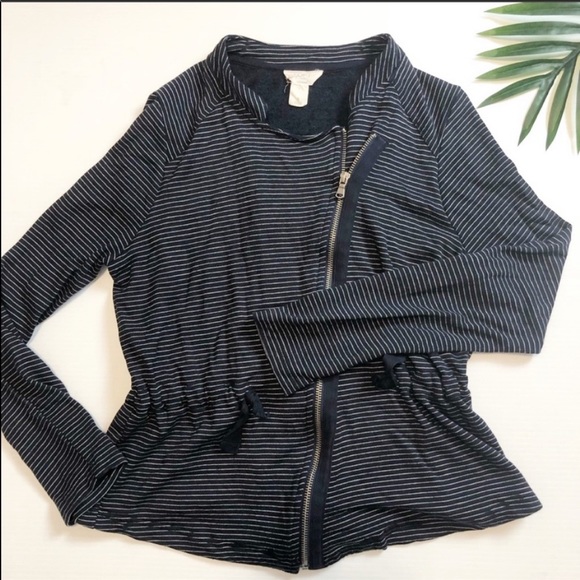 LOFT Jackets & Blazers - LOFT•Zip up Striped Jacket Cardigan Fleece Lounge